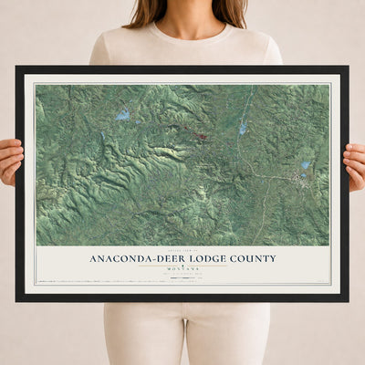 Map of Anaconda-Deer Lodge County, Montana, 18 x 24 inch print in a black wood frame