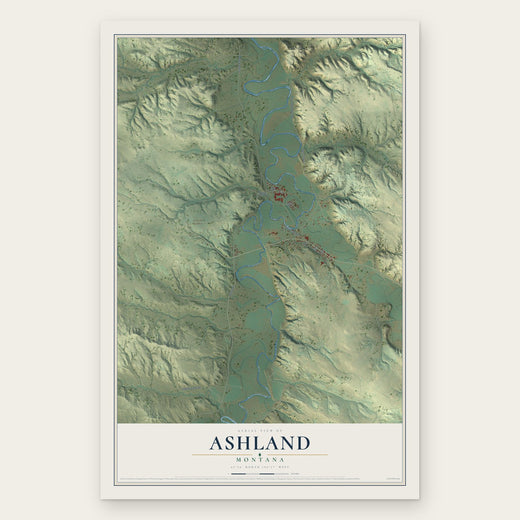 Ashland, Montana map print, the full design