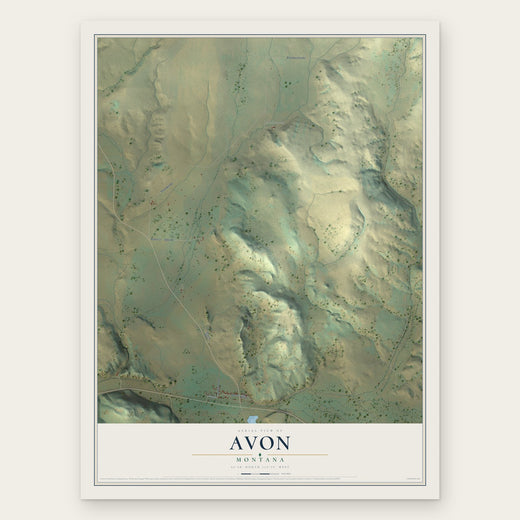 Avon, Montana map print, the full design