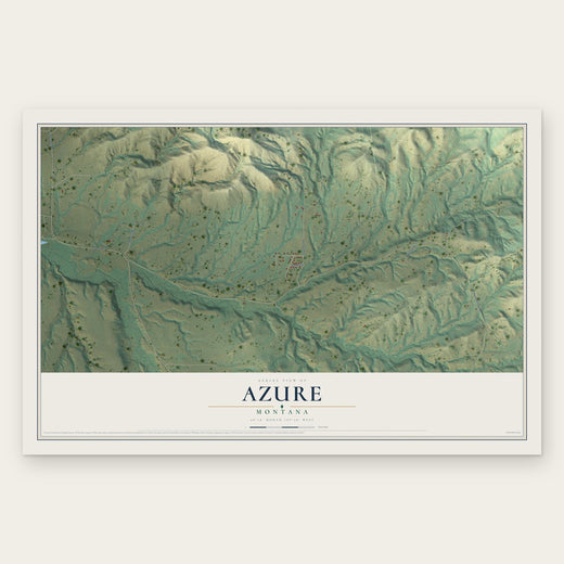 Azure, Montana map print, the full design