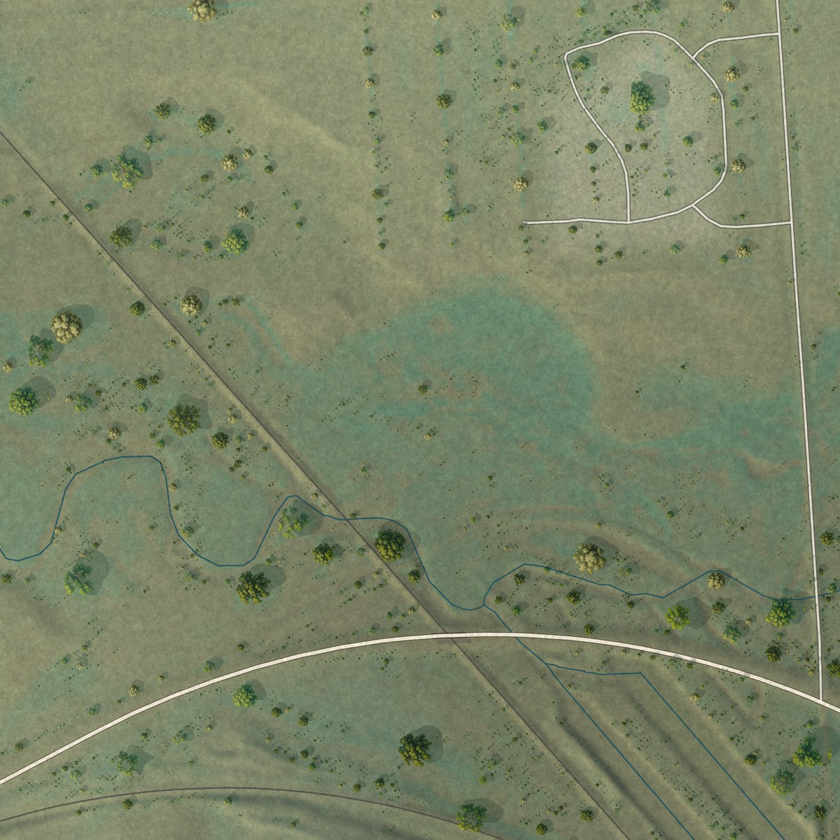 Second close-up of the map of Bainville, Montana print showing more streets and buildings
