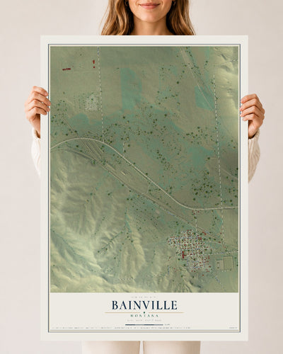 Map of Bainville, Montana, 24 x 36 inch unframed archival matte print