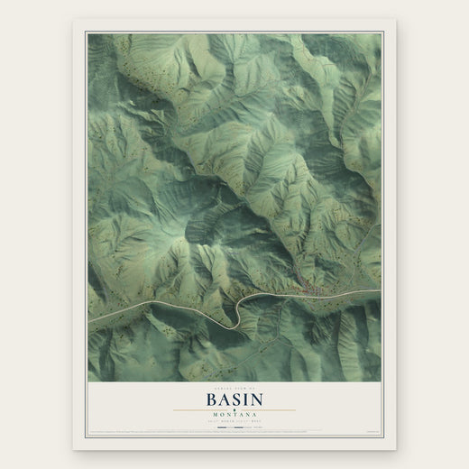 Basin, Montana map print, the full design