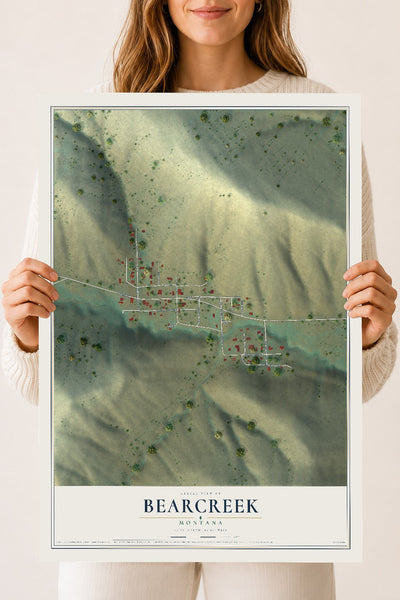 Map of Bearcreek, Montana, 18 x 24 inch unframed archival matte print