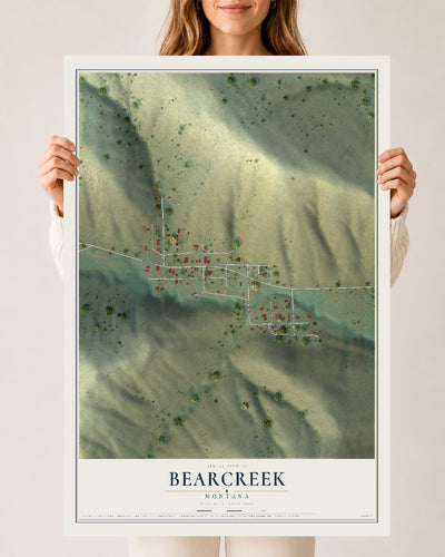 Map of Bearcreek, Montana, 24 x 36 inch unframed archival matte print