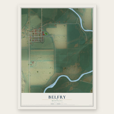Belfry, Montana map print, the full design