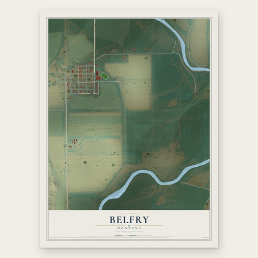 Belfry, Montana map print, the full design