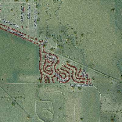 Second close-up of the map of Belgrade, Montana print showing more streets and buildings