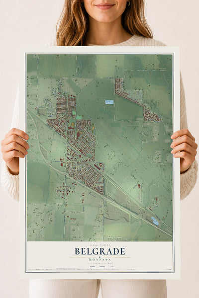 Map of Belgrade, Montana, 18 x 24 inch unframed archival matte print