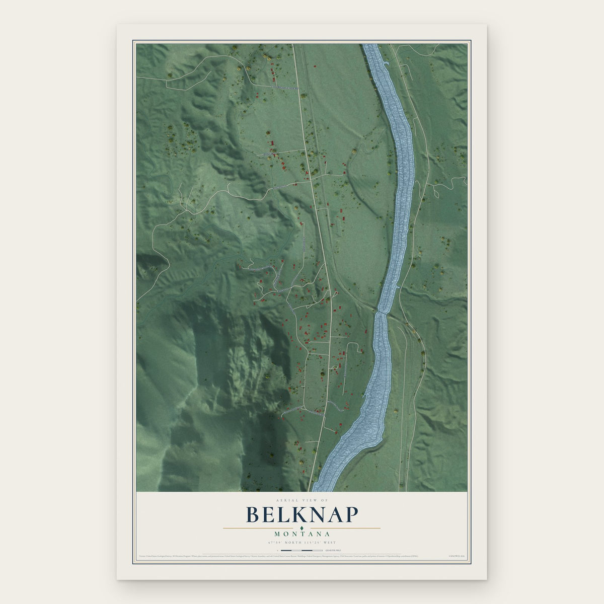 Belknap, Montana map print, the full design