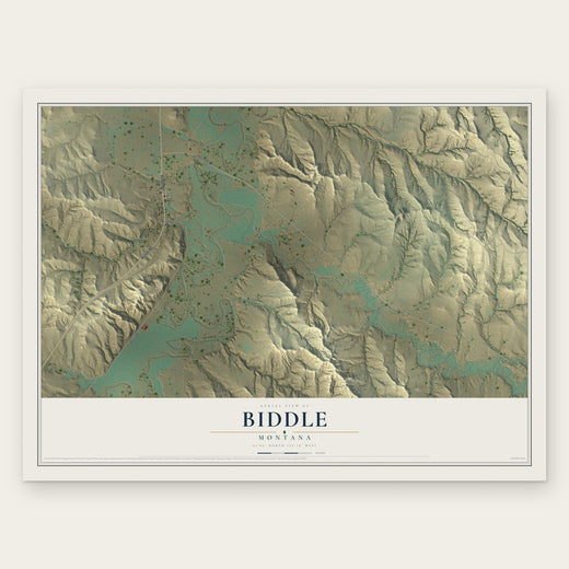 Biddle, Montana map print, the full design