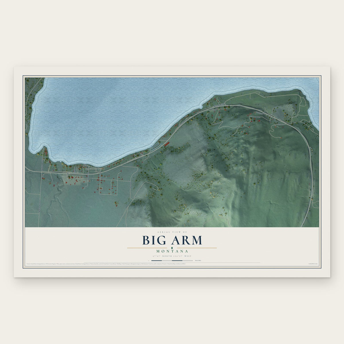 Big Arm, Montana map print, the full design