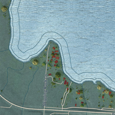 Close-up of the map of Big Arm, Montana print showing street and building detail