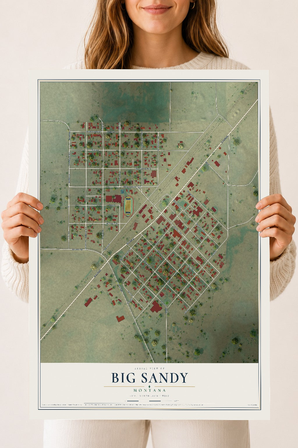 Map of Big Sandy, Montana, 18 x 24 inch unframed archival matte print