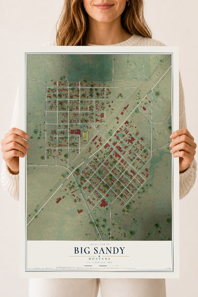 Map of Big Sandy, Montana, 18 x 24 inch unframed archival matte print