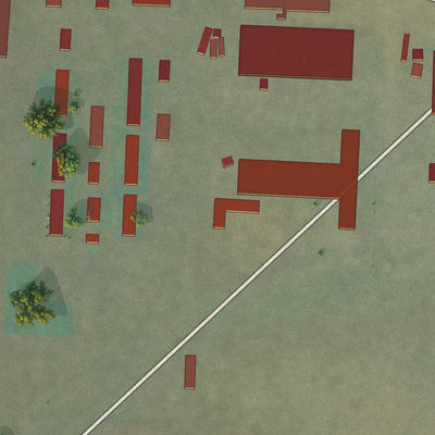 Close-up of the map of Big Sky Colony, Montana print showing street and building detail