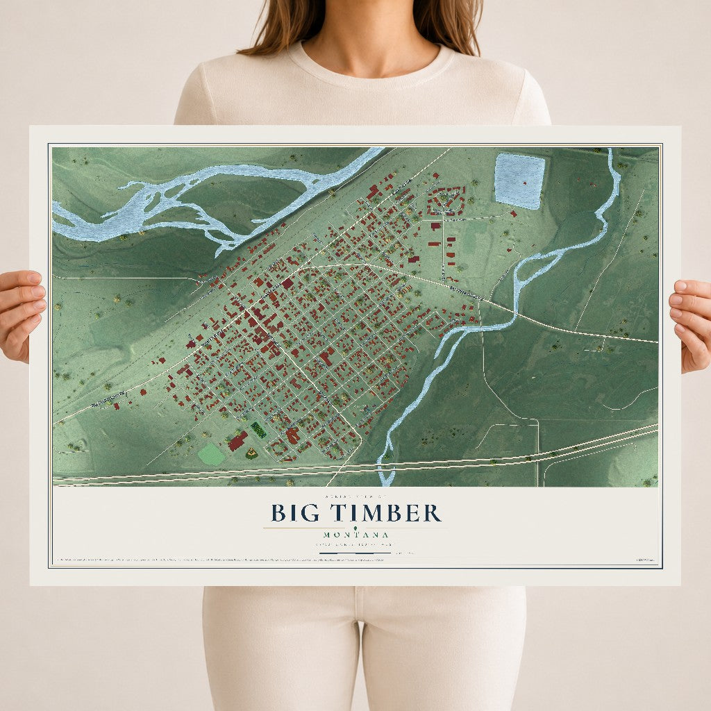 Map of Big Timber, Montana, 18 x 24 inch unframed archival matte print