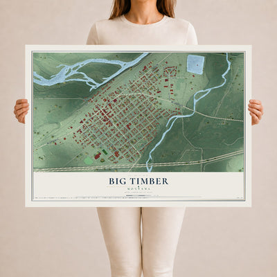 Map of Big Timber, Montana, 24 x 36 inch unframed archival matte print