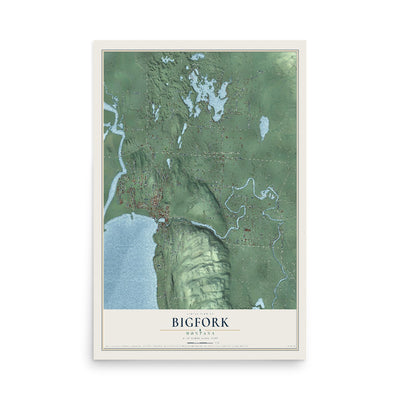 Map of Bigfork, Montana, 12 x 18 inch unframed archival matte print