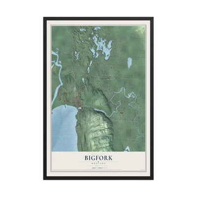 Map of Bigfork, Montana, 12 x 18 inch print in a black wood frame