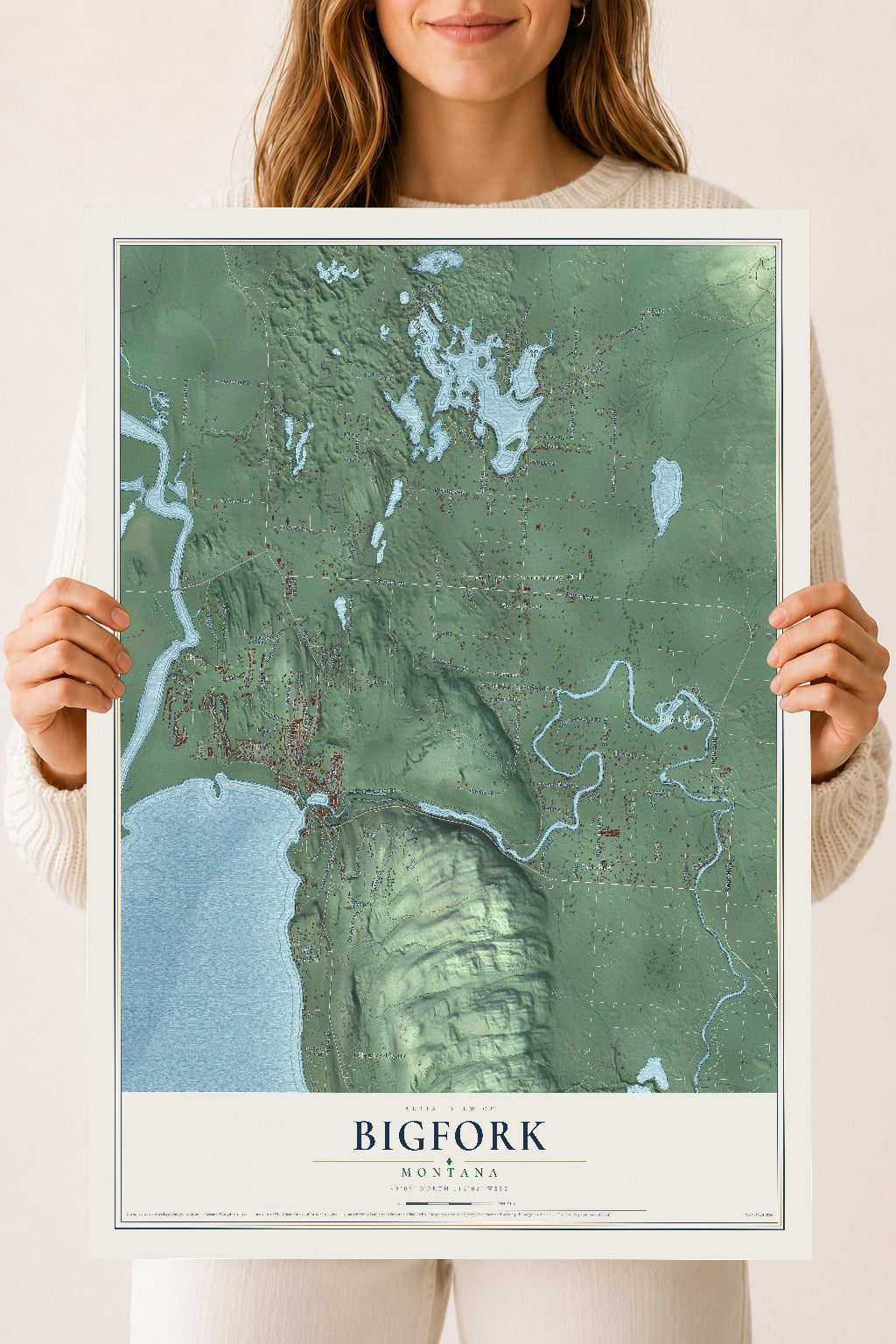 Map of Bigfork, Montana, 18 x 24 inch unframed archival matte print