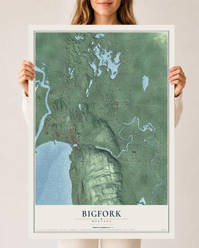 Map of Bigfork, Montana, 24 x 36 inch unframed archival matte print