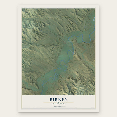 Birney, Montana map print, the full design