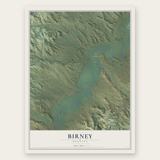 Birney, Montana map print, the full design