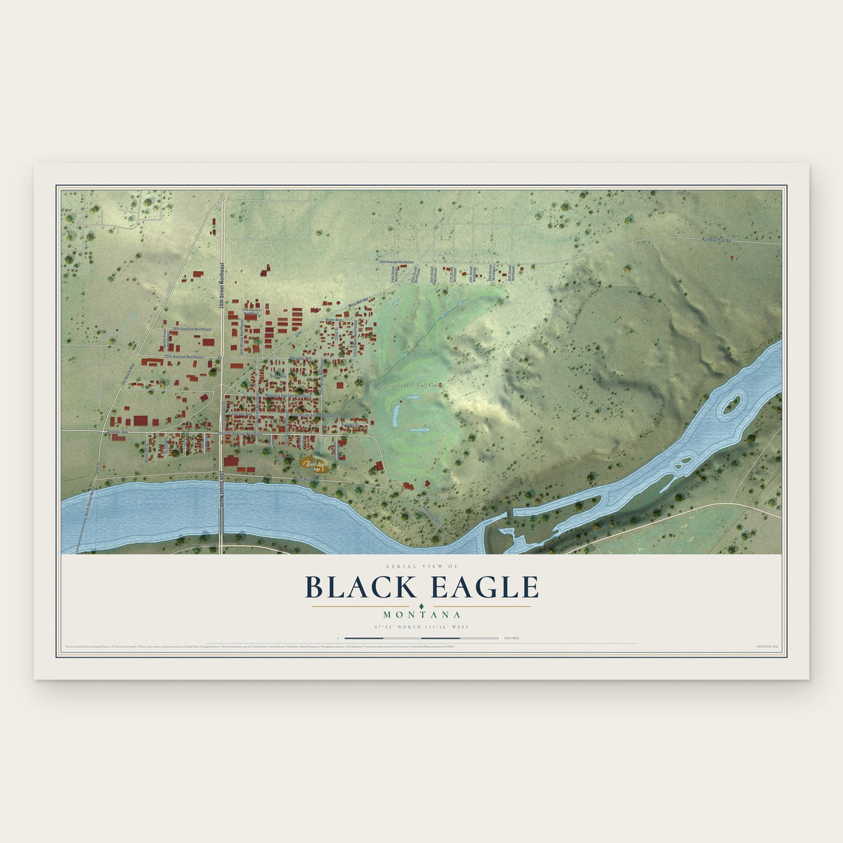Black Eagle, Montana map print, the full design