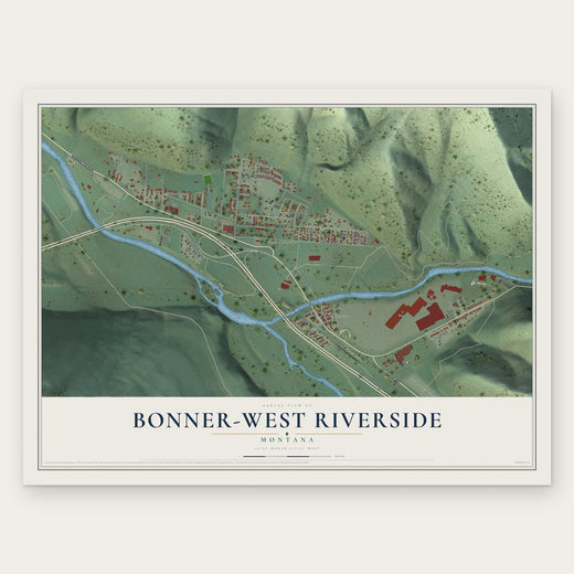 Bonner-West Riverside, Montana map print, the full design