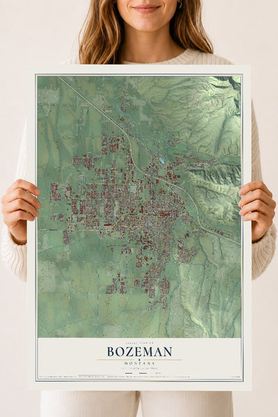 Map of Bozeman, Montana, 18 x 24 inch unframed archival matte print
