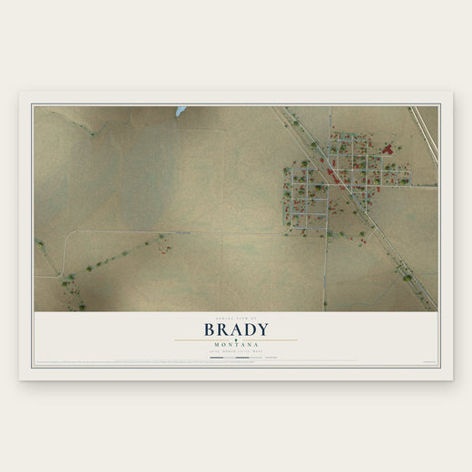 Brady, Montana map print, the full design
