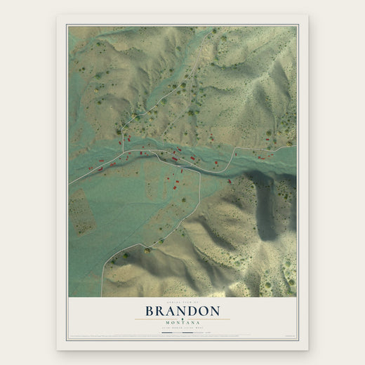 Brandon, Montana map print, the full design