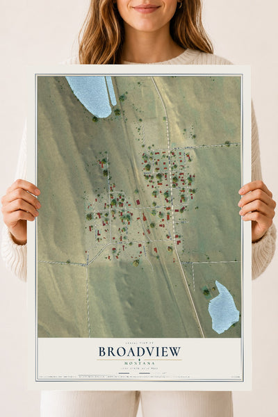 Map of Broadview, Montana, 18 x 24 inch unframed archival matte print