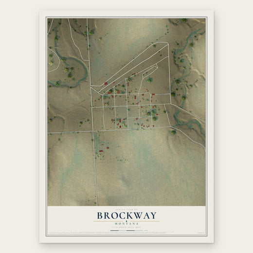 Brockway, Montana map print, the full design