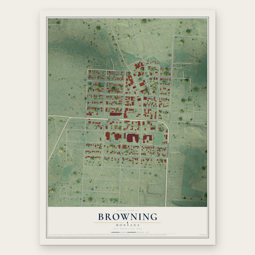 Browning, Montana map print, the full design
