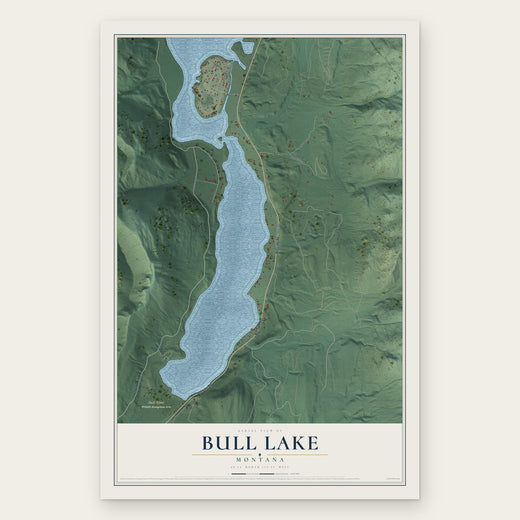 Bull Lake, Montana map print, the full design
