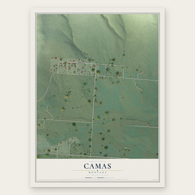 Camas, Montana map print, the full design