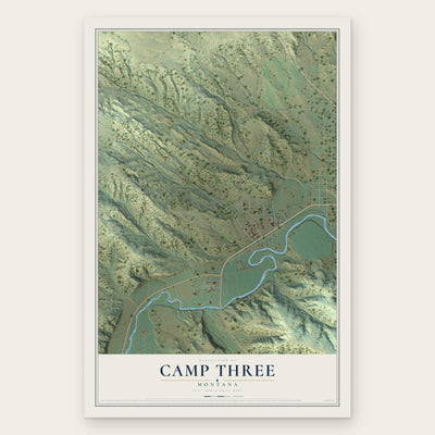Camp Three, Montana map print, the full design