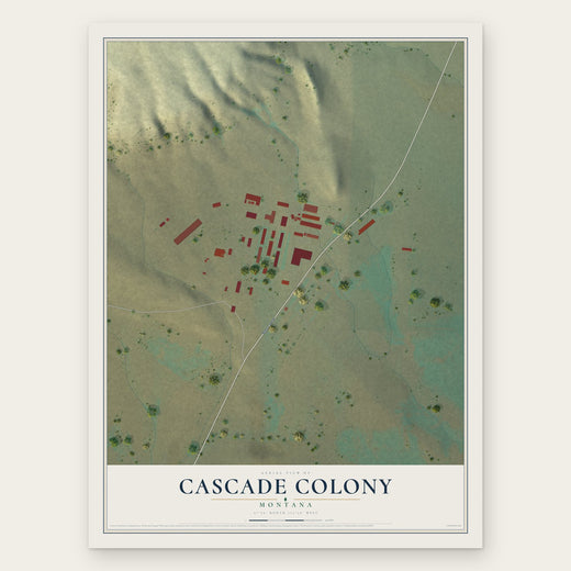 Cascade Colony, Montana map print, the full design