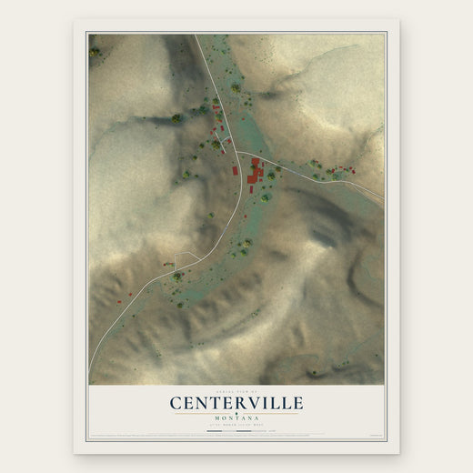 Centerville, Montana map print, the full design