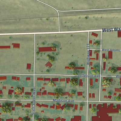Second close-up of the map of Chester, Montana print showing more streets and buildings