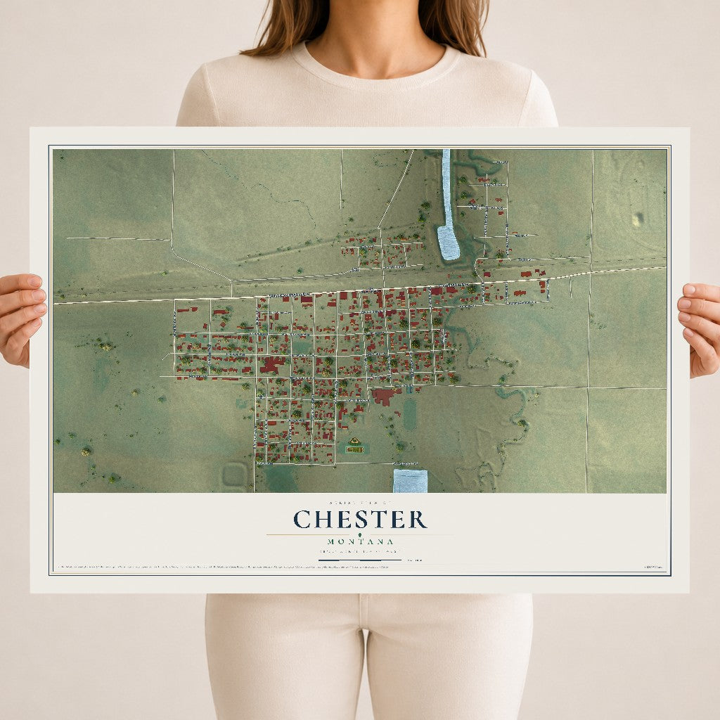 Map of Chester, Montana, 18 x 24 inch unframed archival matte print