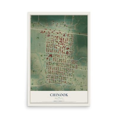 Map of Chinook, Montana, 12 x 18 inch unframed archival matte print