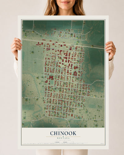 Map of Chinook, Montana, 24 x 36 inch unframed archival matte print