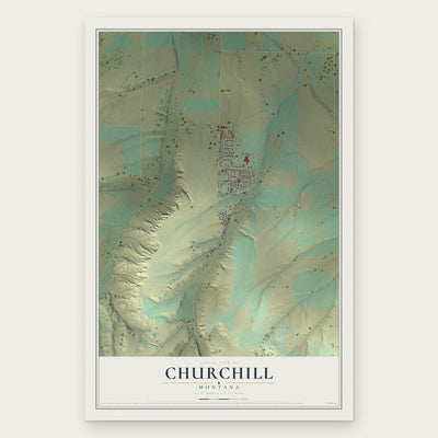 Churchill, Montana map print, the full design