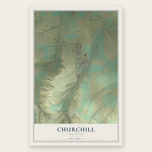 Churchill, Montana map print, the full design