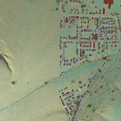 Close-up of the map of Churchill, Montana print showing street and building detail