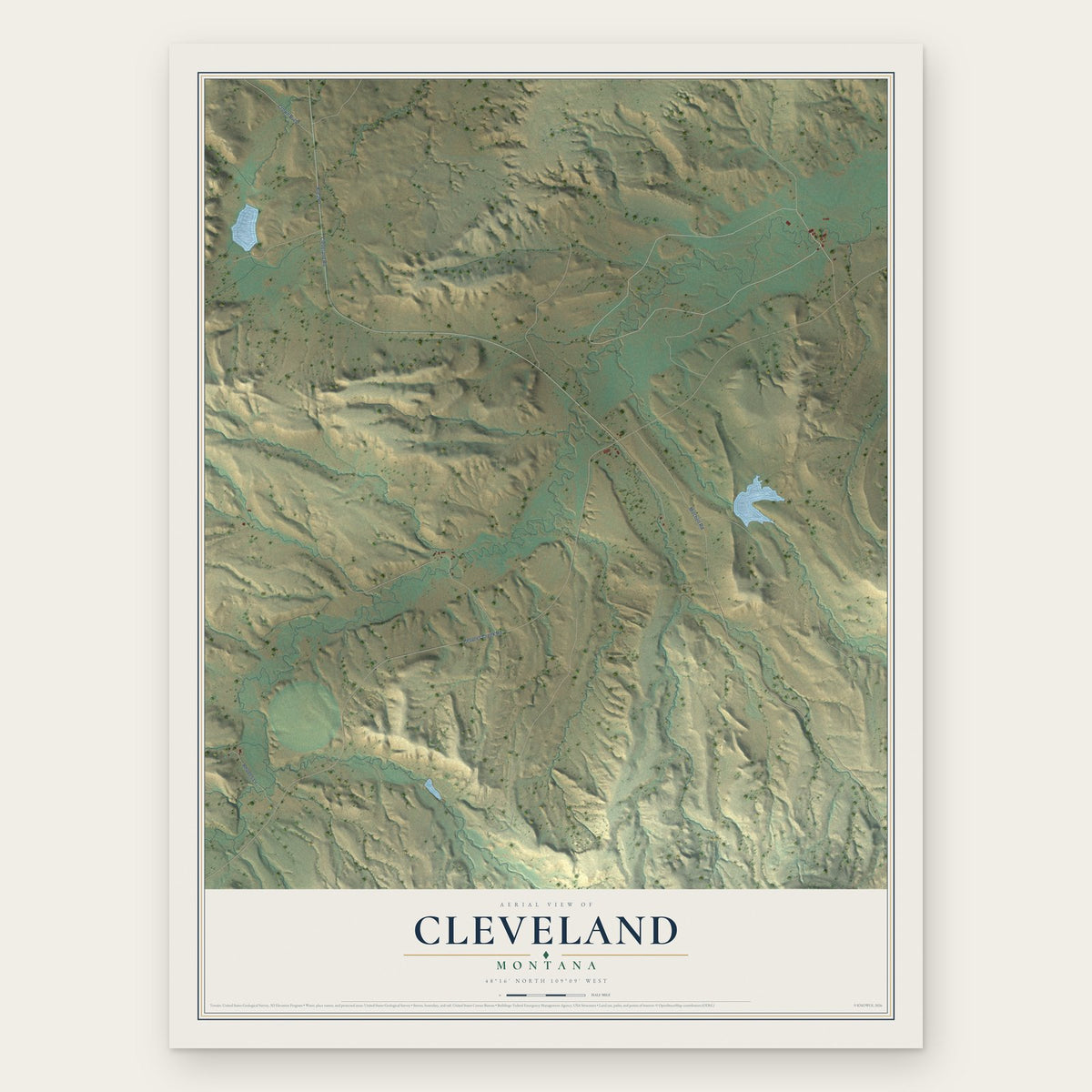 Cleveland, Montana map print, the full design