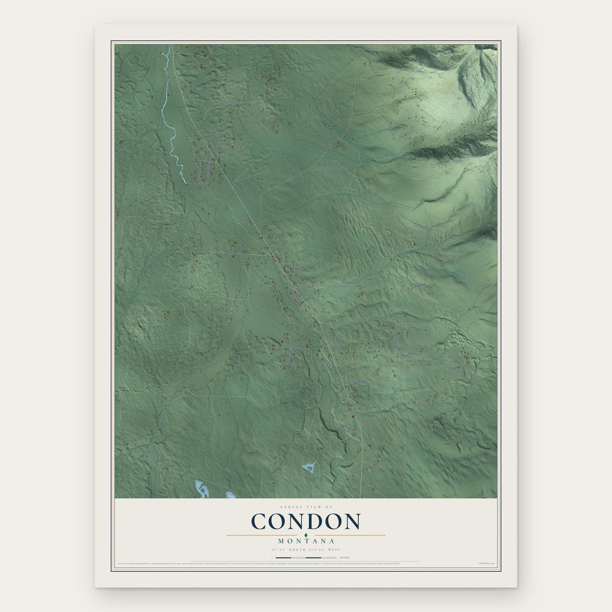Condon, Montana map print, the full design